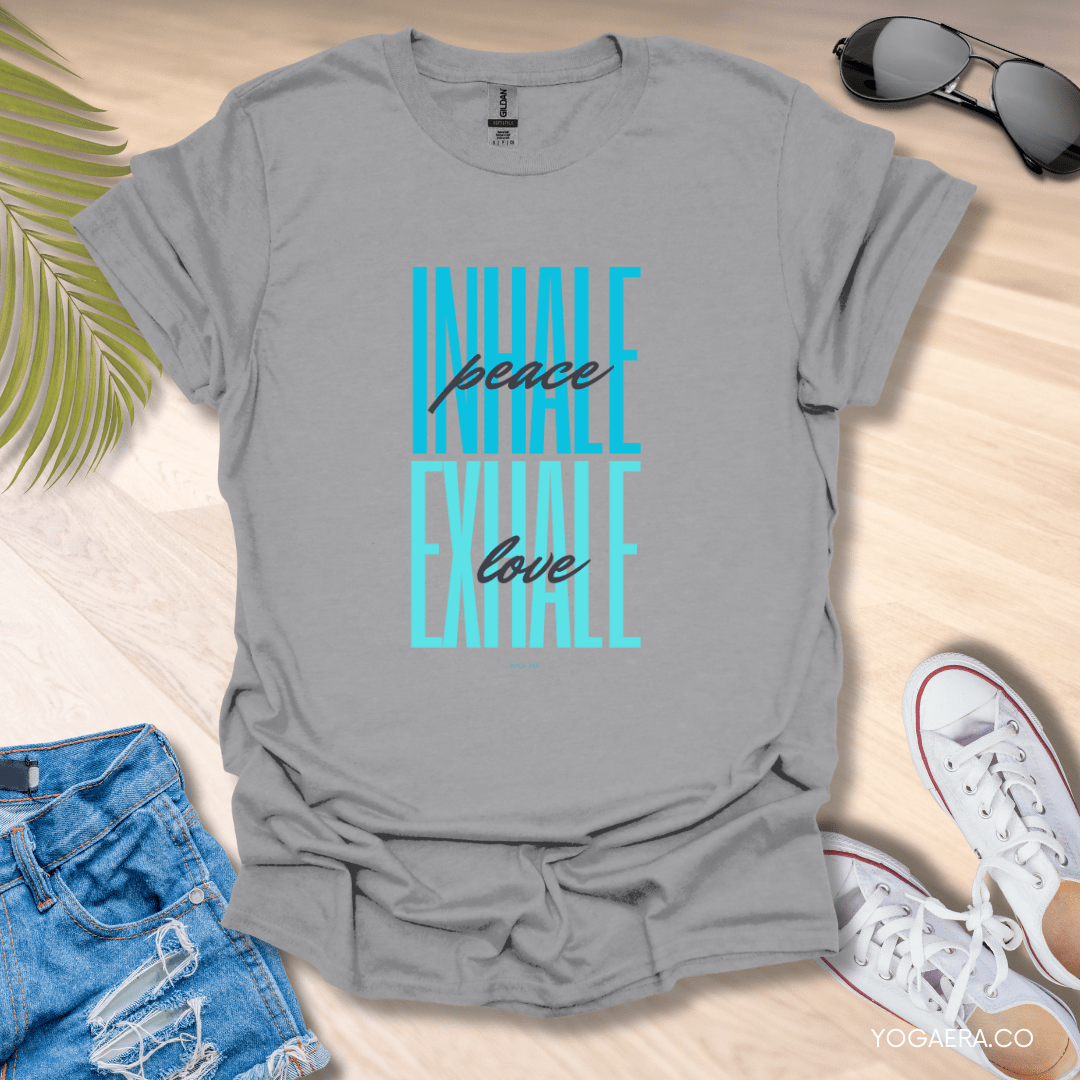 Inhale Peace, Exhale Love Tee Sport Grey / S T-Shirt Yoga Era