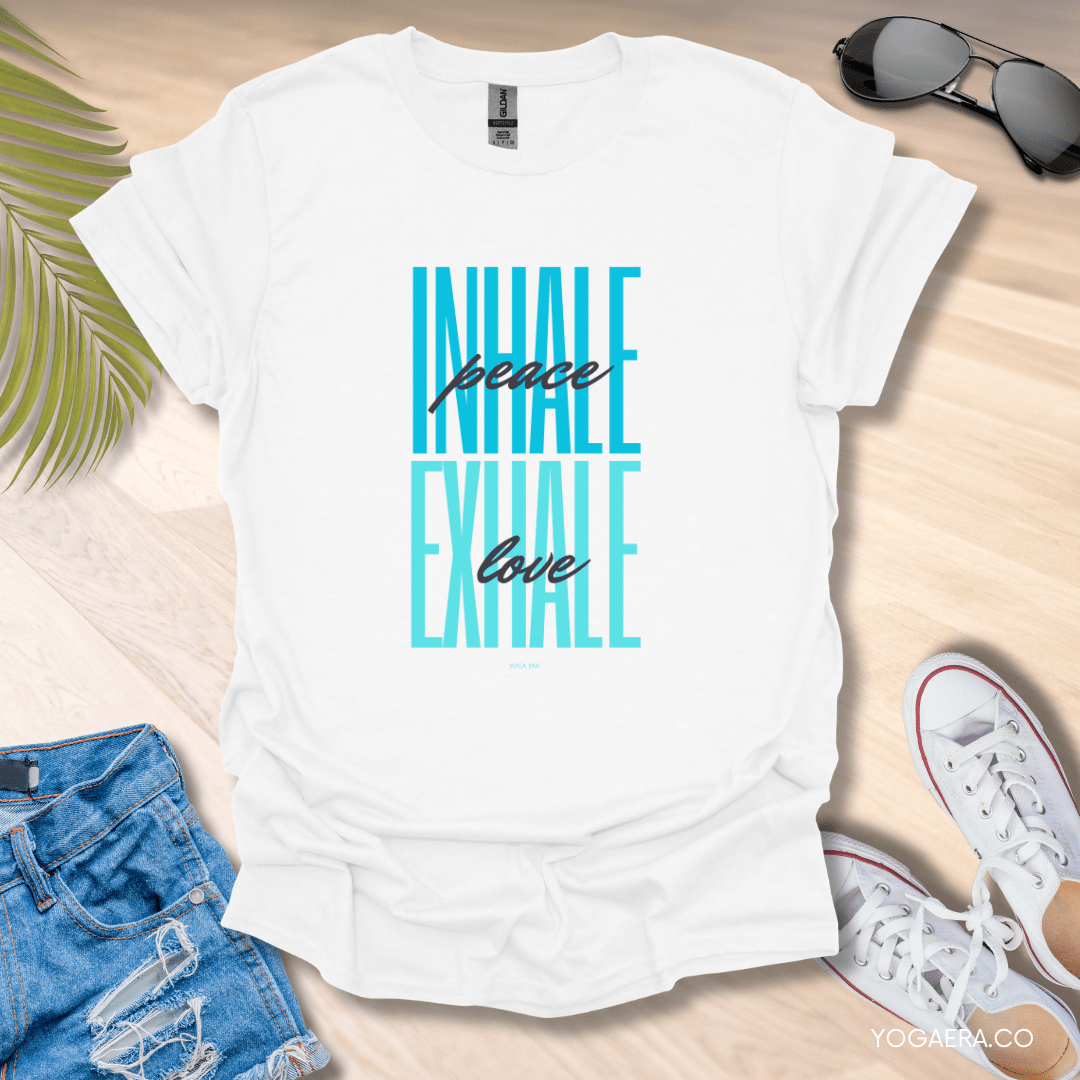 Inhale Peace, Exhale Love Tee White / S T-Shirt Yoga Era