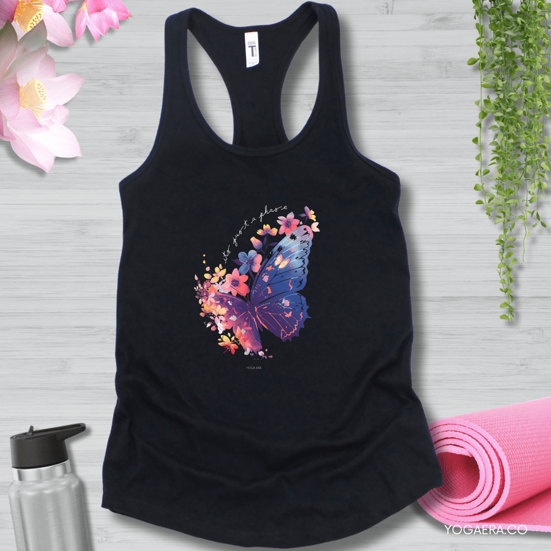 It's Just a Phase Floral Butterfly Tank 🦋 XS / Black Tank Top Yoga Era