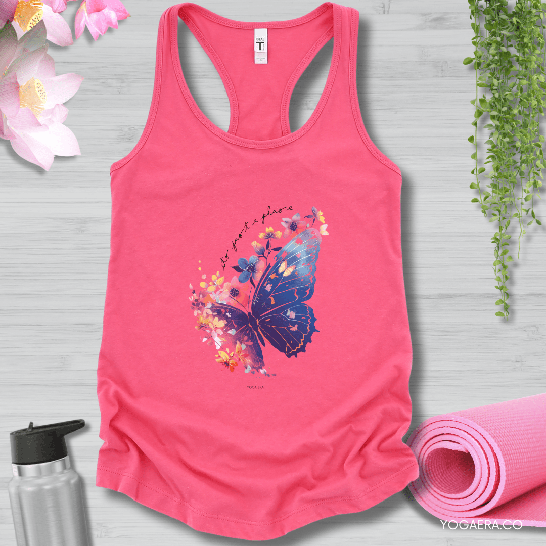 It's Just a Phase Floral Butterfly Tank 🦋 XS / Hot Pink Tank Top Yoga Era