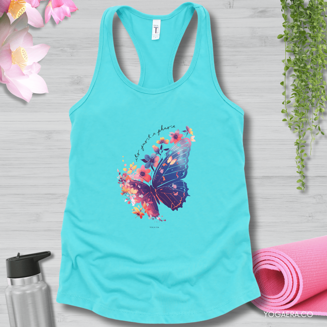 It's Just a Phase Floral Butterfly Tank 🦋 XS / Tahiti Blue Tank Top Yoga Era