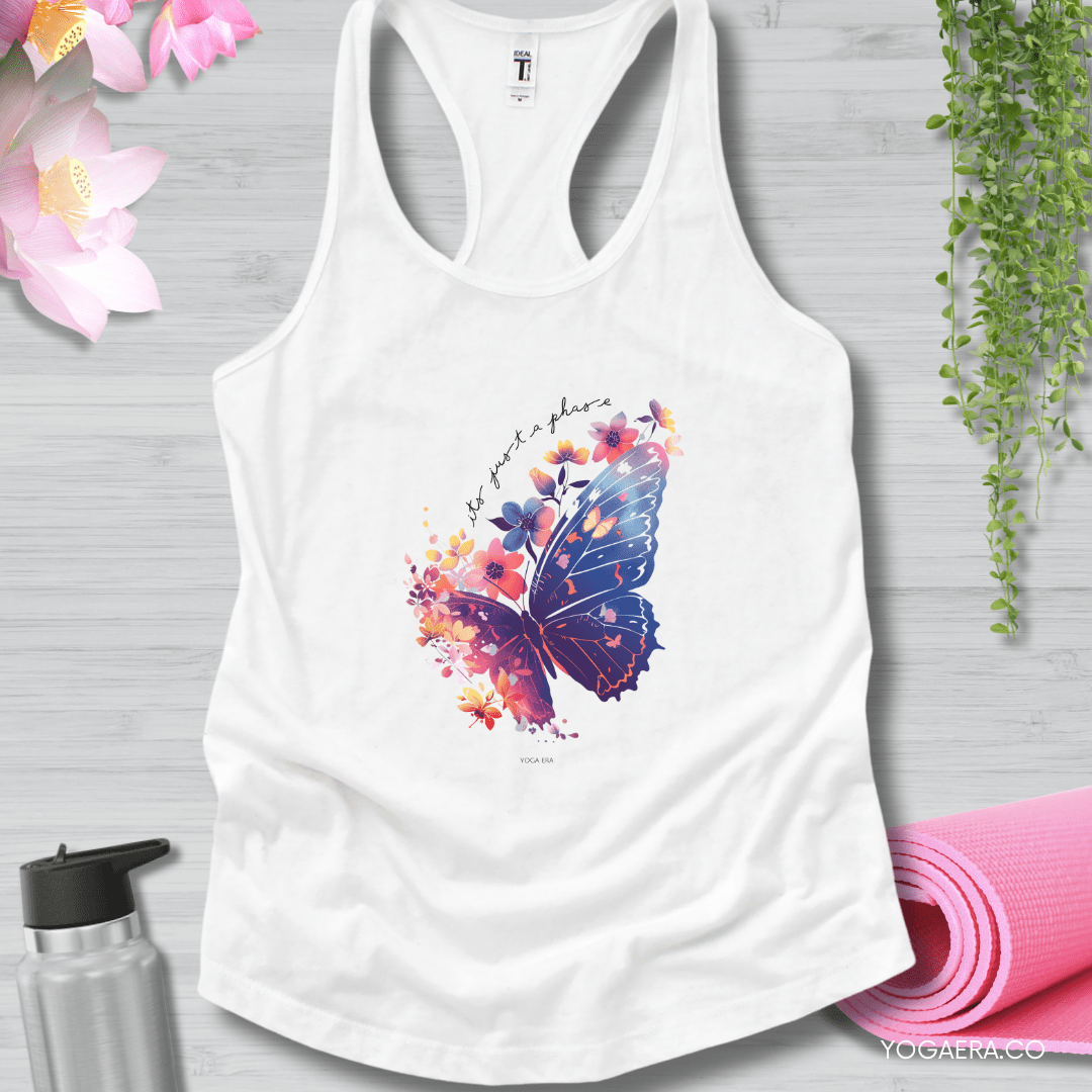 It's Just a Phase Floral Butterfly Tank 🦋 XS / White Tank Top Yoga Era
