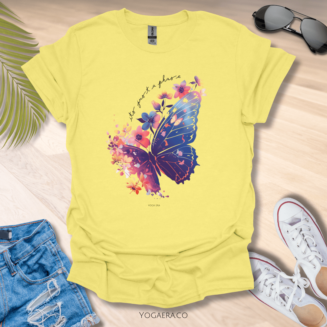 It's Just a Phase Floral Butterfly Tee 🦋 Cornsilk / S T-Shirt Yoga Era