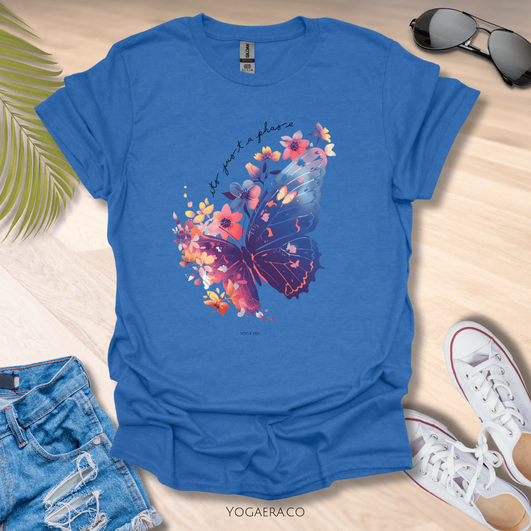 It's Just a Phase Floral Butterfly Tee 🦋 Heather Royal / S T-Shirt Yoga Era