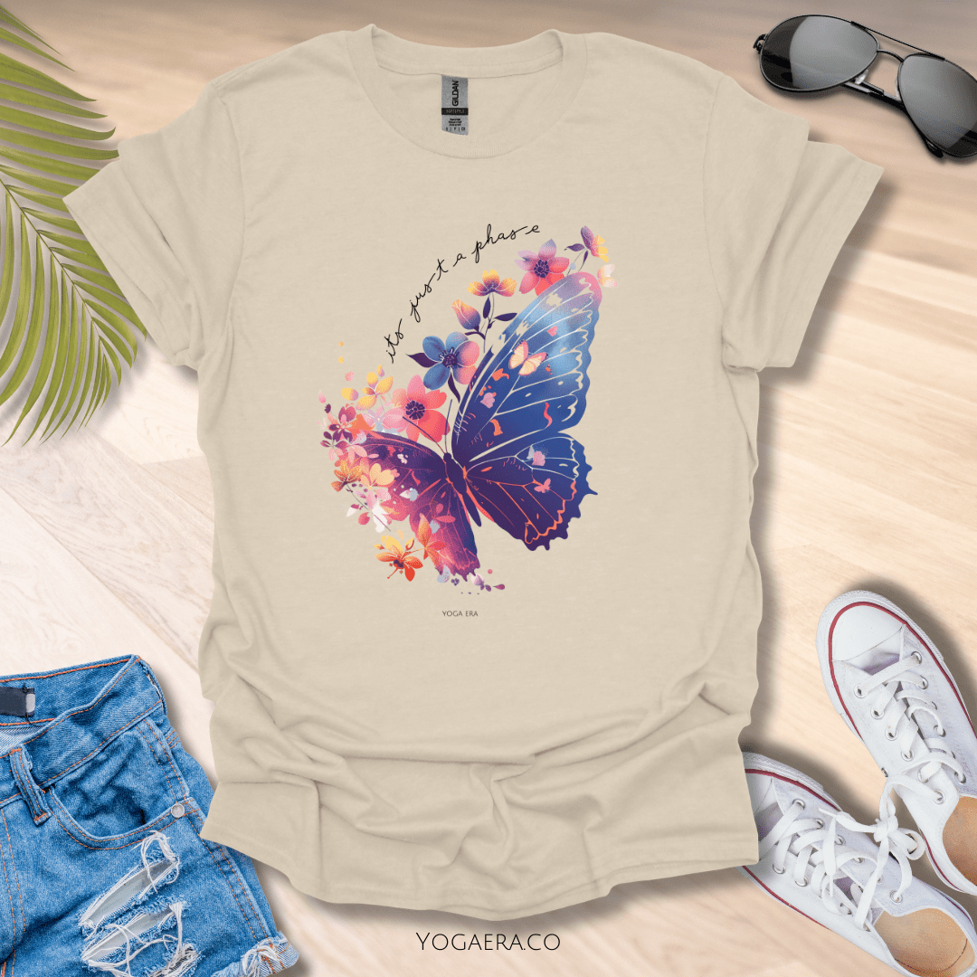 It's Just a Phase Floral Butterfly Tee 🦋 Natural / S T-Shirt Yoga Era