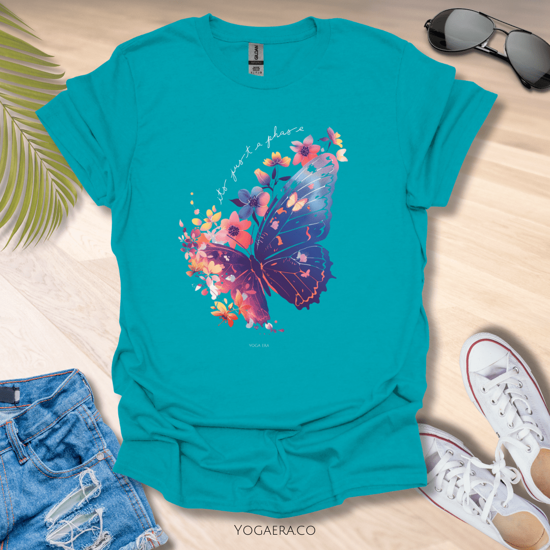 It's Just a Phase Floral Butterfly Tee 🦋 Tropical Blue / S T-Shirt Yoga Era