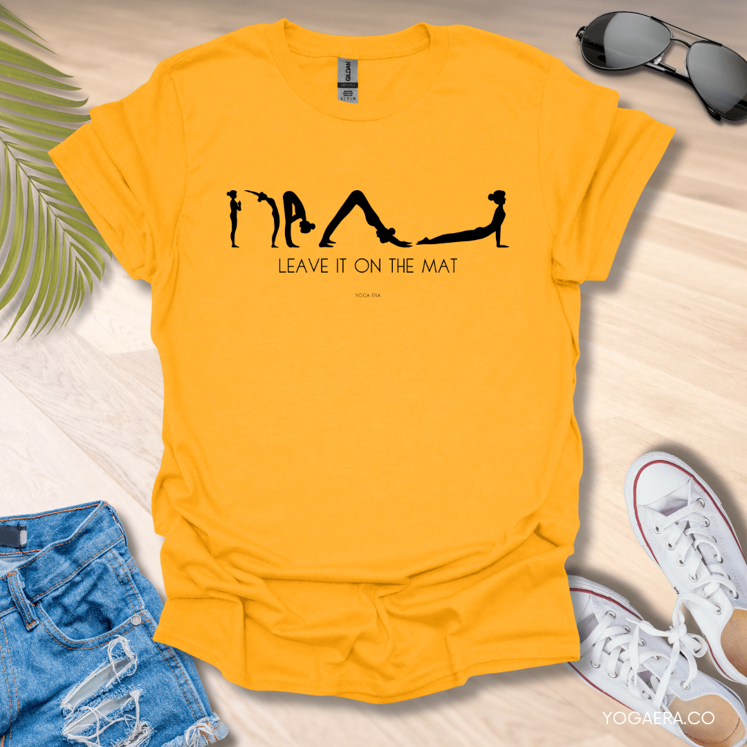 Leave It on the Mat Yoga Sequence Tee Gold / S T-Shirt Yoga Era