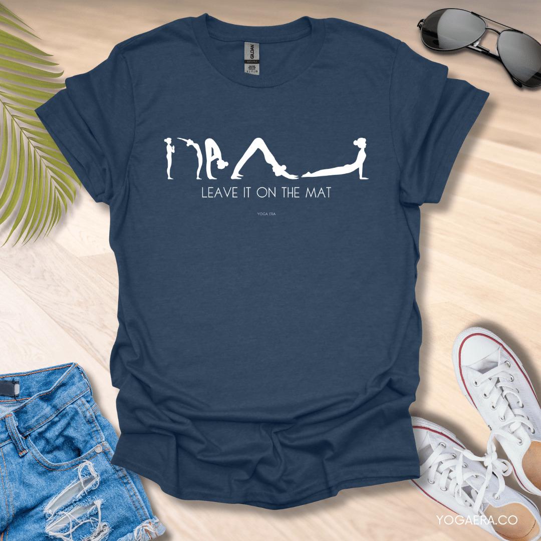 Leave It on the Mat Yoga Sequence Tee Heather Navy / S T-Shirt Yoga Era