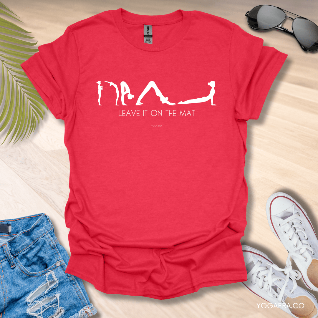 Leave It on the Mat Yoga Sequence Tee Heather Red / S T-Shirt Yoga Era