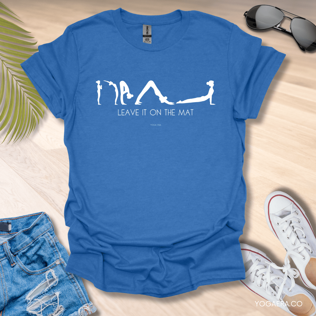 Leave It on the Mat Yoga Sequence Tee Heather Royal / S T-Shirt Yoga Era