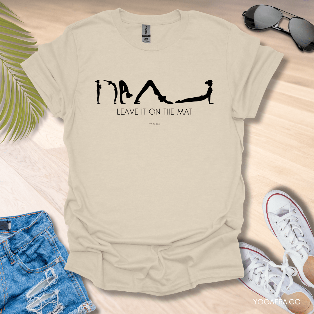 Leave It on the Mat Yoga Sequence Tee Natural / S T-Shirt Yoga Era