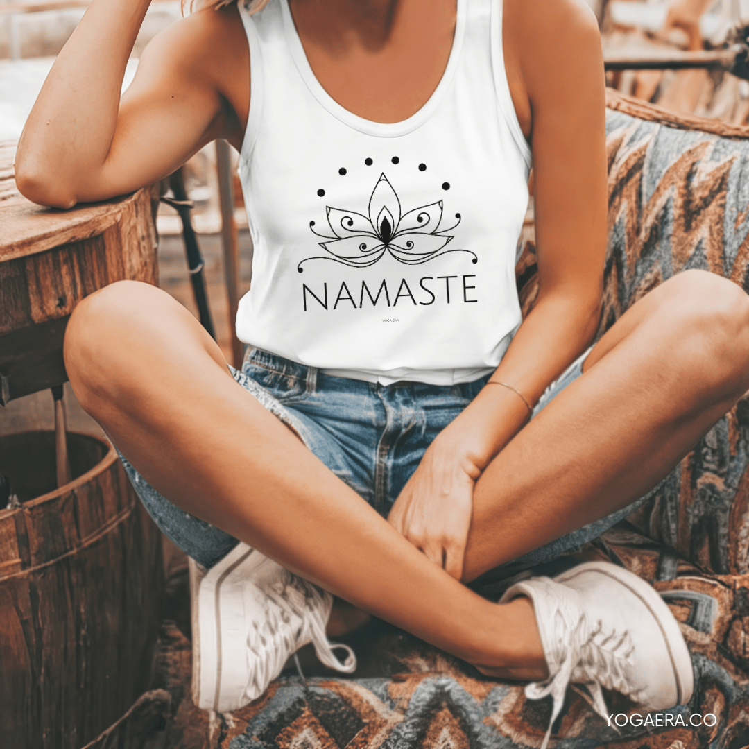 Line Art Lotus Flower Namaste Tank Tank Top Yoga Era