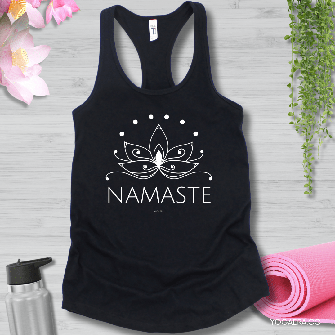 Line Art Lotus Flower Namaste Tank XS / Black Tank Top Yoga Era