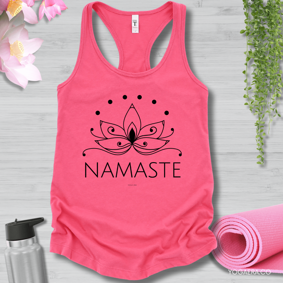 Line Art Lotus Flower Namaste Tank XS / Hot Pink Tank Top Yoga Era