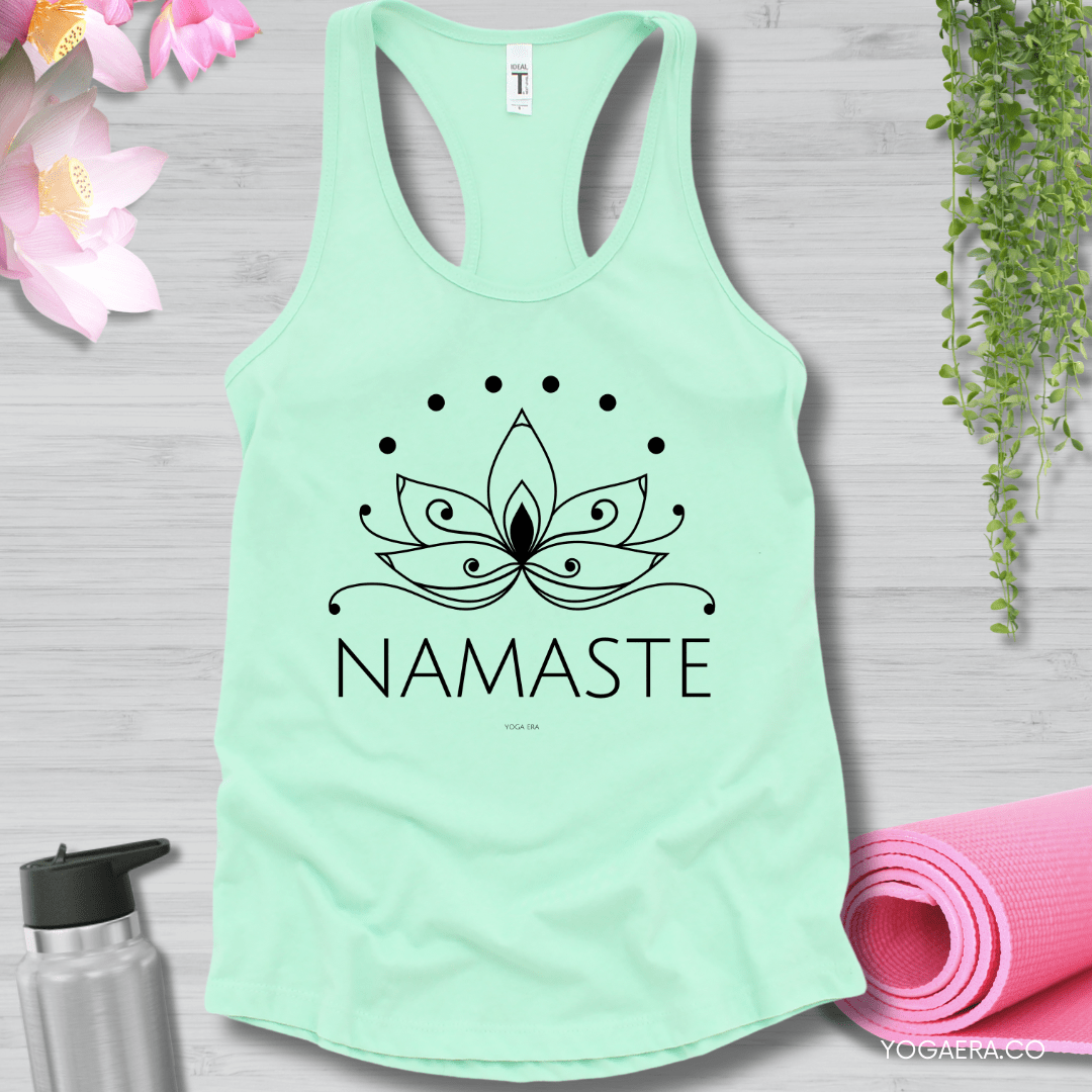 Line Art Lotus Flower Namaste Tank XS / Mint Tank Top Yoga Era
