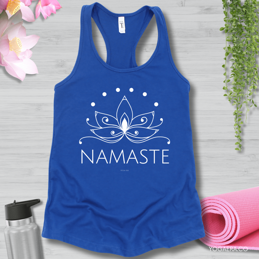 Line Art Lotus Flower Namaste Tank XS / Royal Tank Top Yoga Era