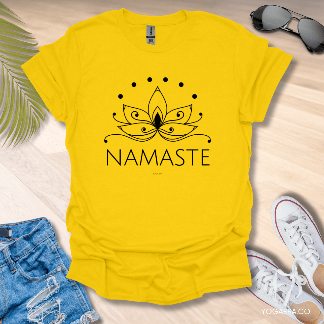 Line Art Lotus Flower Namaste Tee Daisy / S T-Shirt Yoga Era