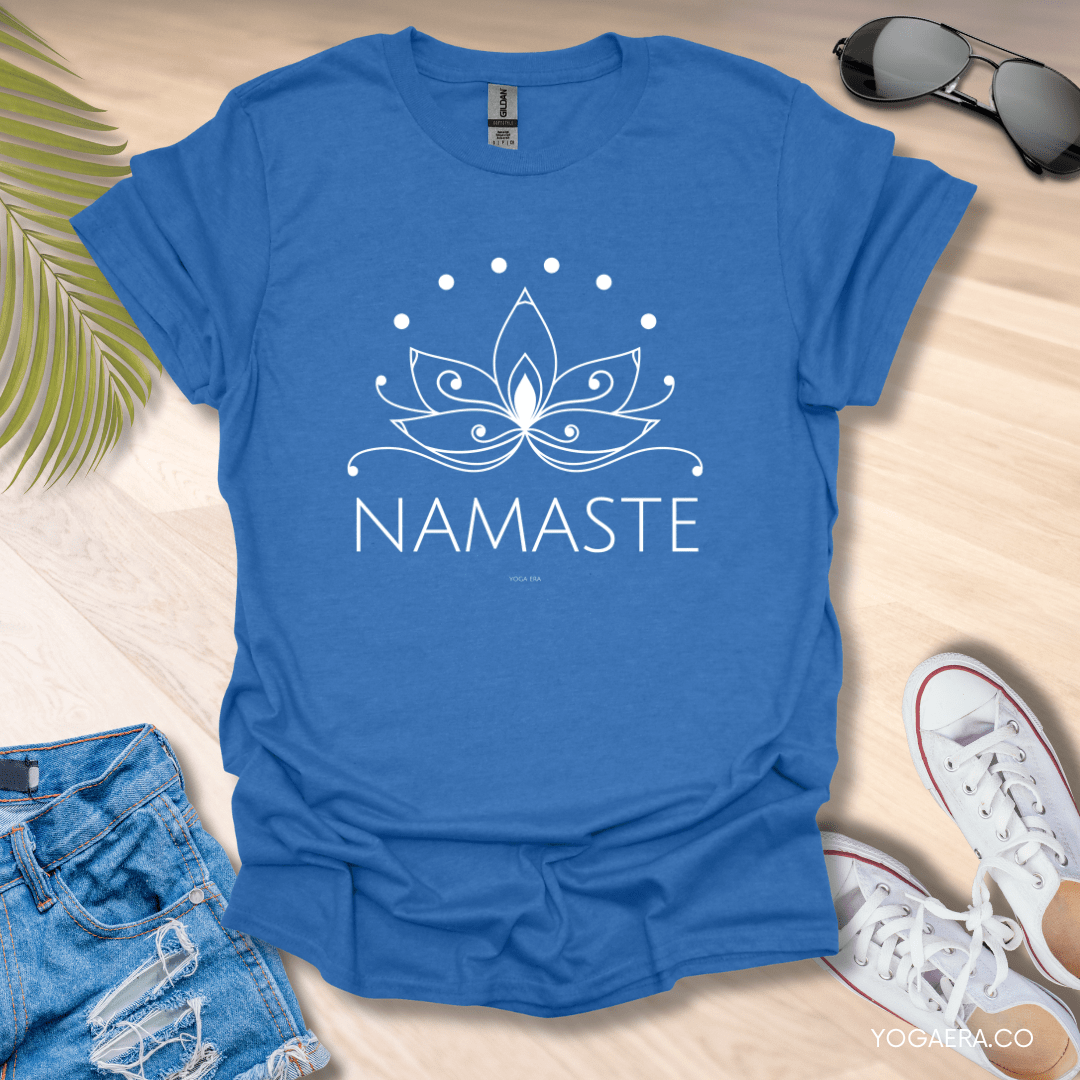 Line Art Lotus Flower Namaste Tee Heather Royal / S T-Shirt Yoga Era