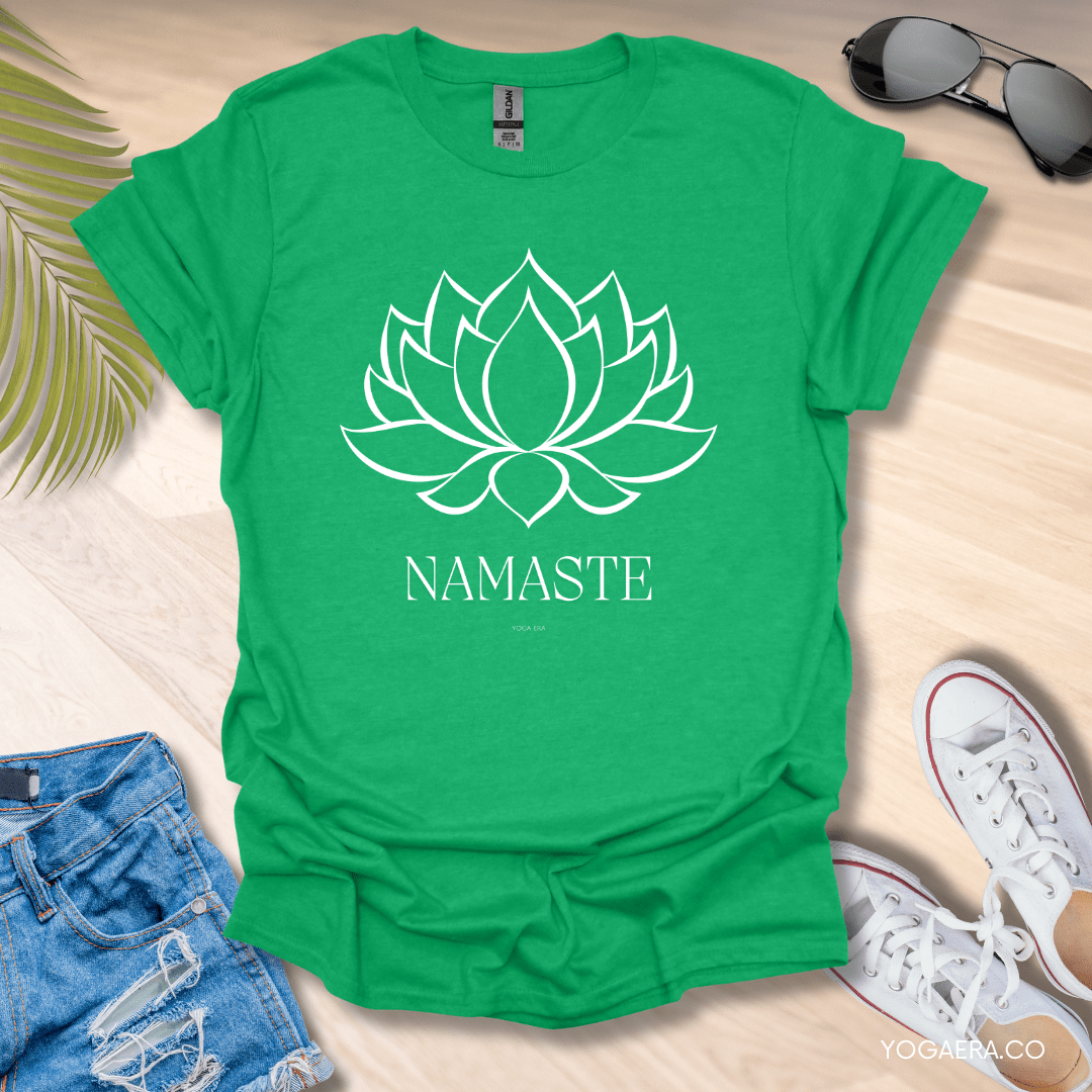 Lotus Flower Namaste Tee Heather Irish Green / S T-Shirt Yoga Era