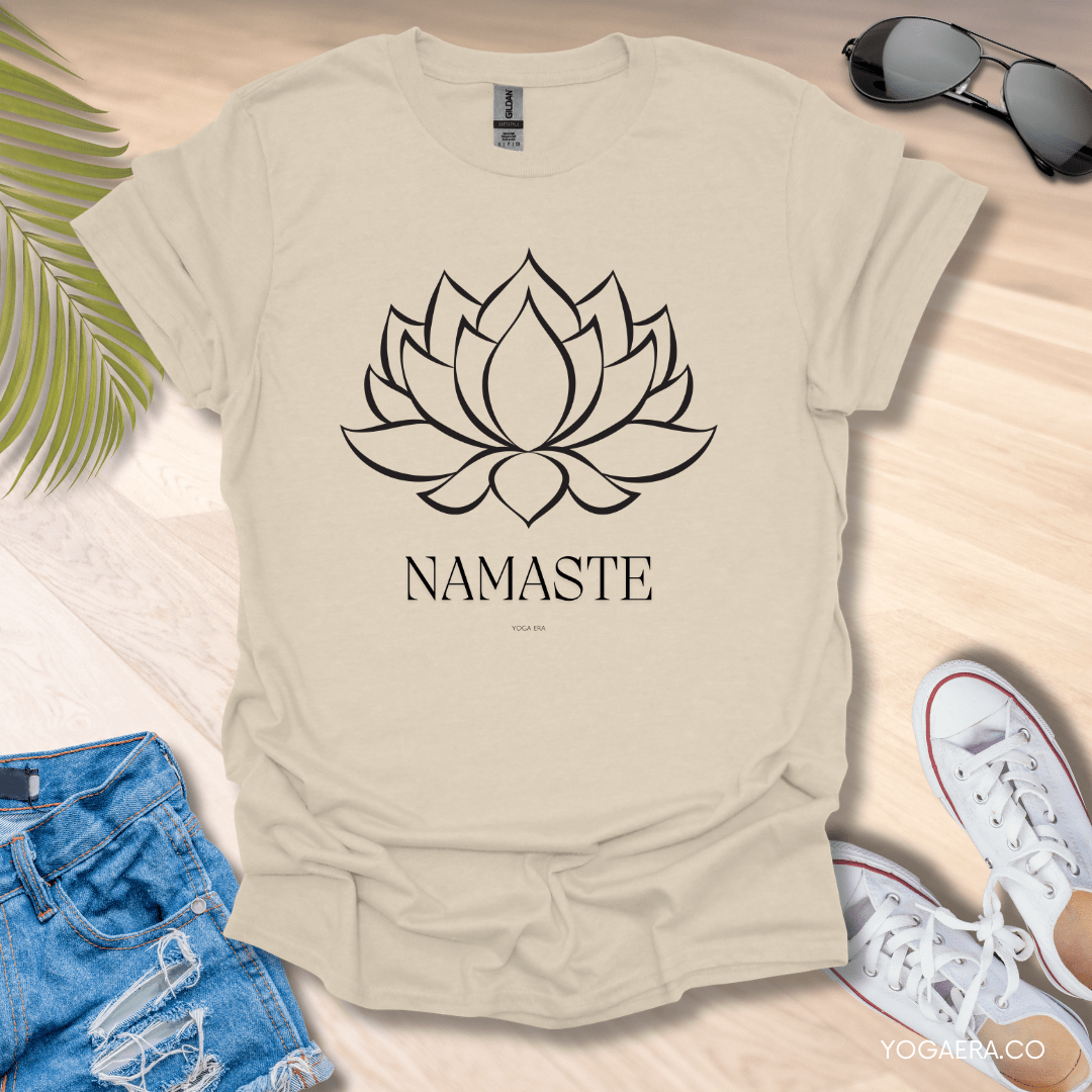 Lotus Flower Namaste Tee Natural / S T-Shirt Yoga Era