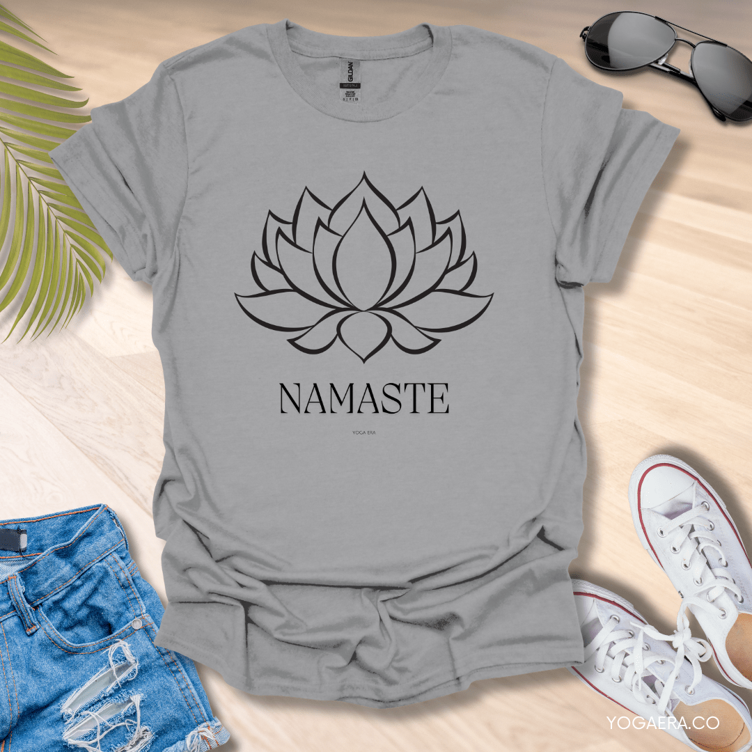 Lotus Flower Namaste Tee Sport Grey / S T-Shirt Yoga Era