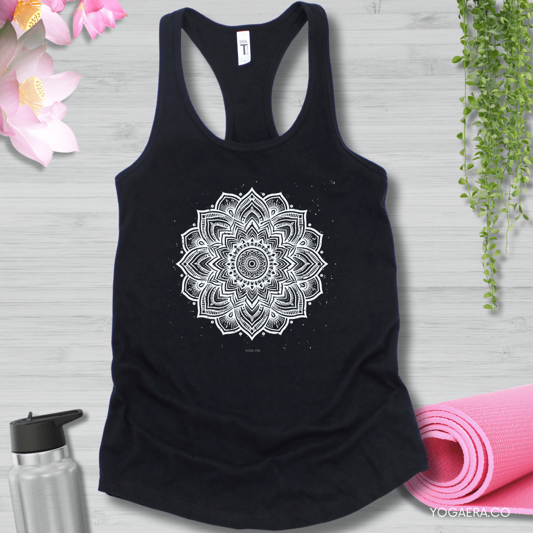 Mandala Flower Tank XS / Black Tank Top Yoga Era