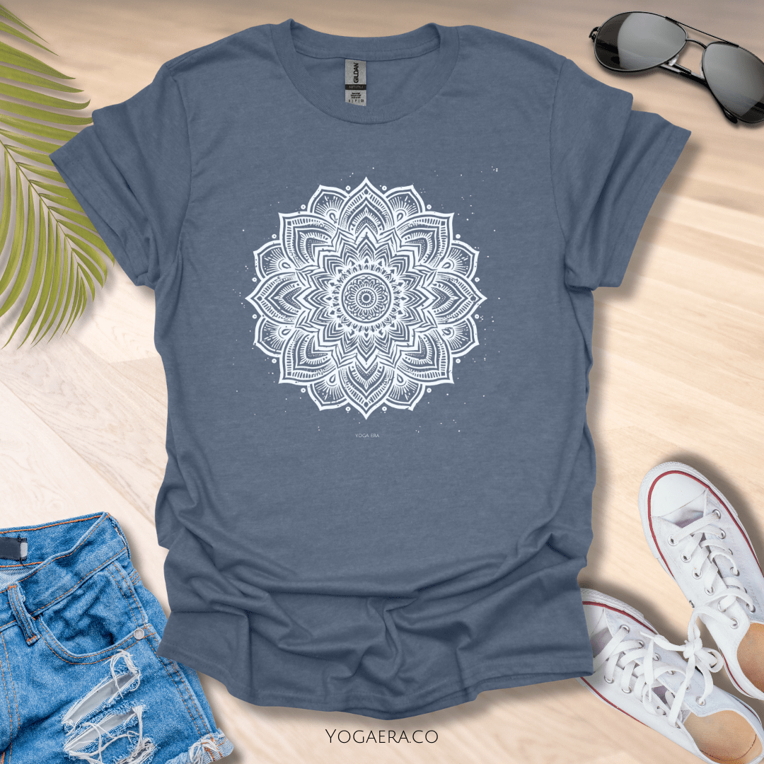 Mandala Flower Tee Heather Indigo / S T-Shirt Yoga Era