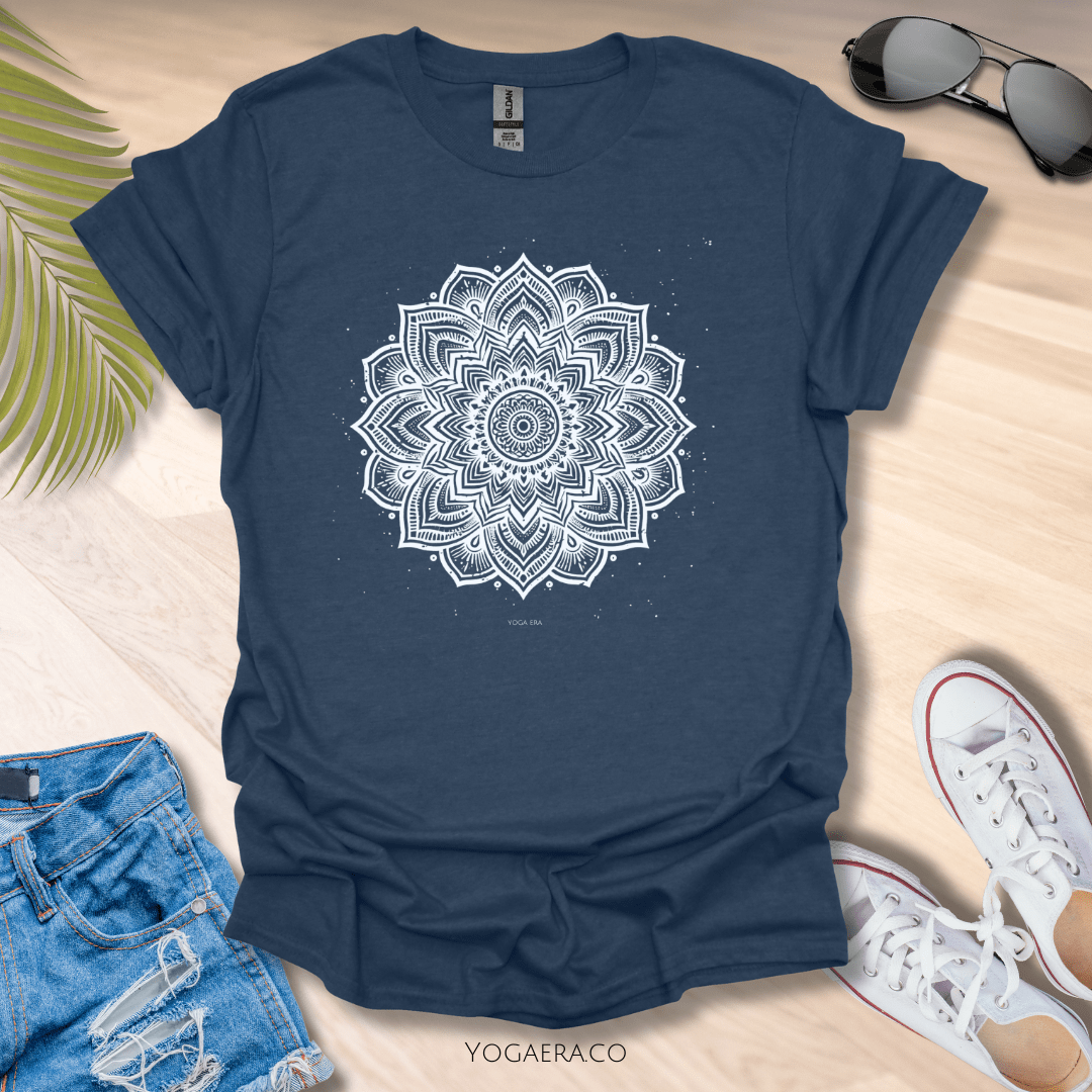 Mandala Flower Tee Heather Navy / S T-Shirt Yoga Era