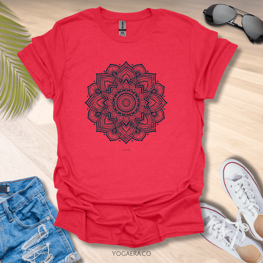 Mandala Flower Tee Heather Red / S T-Shirt Yoga Era