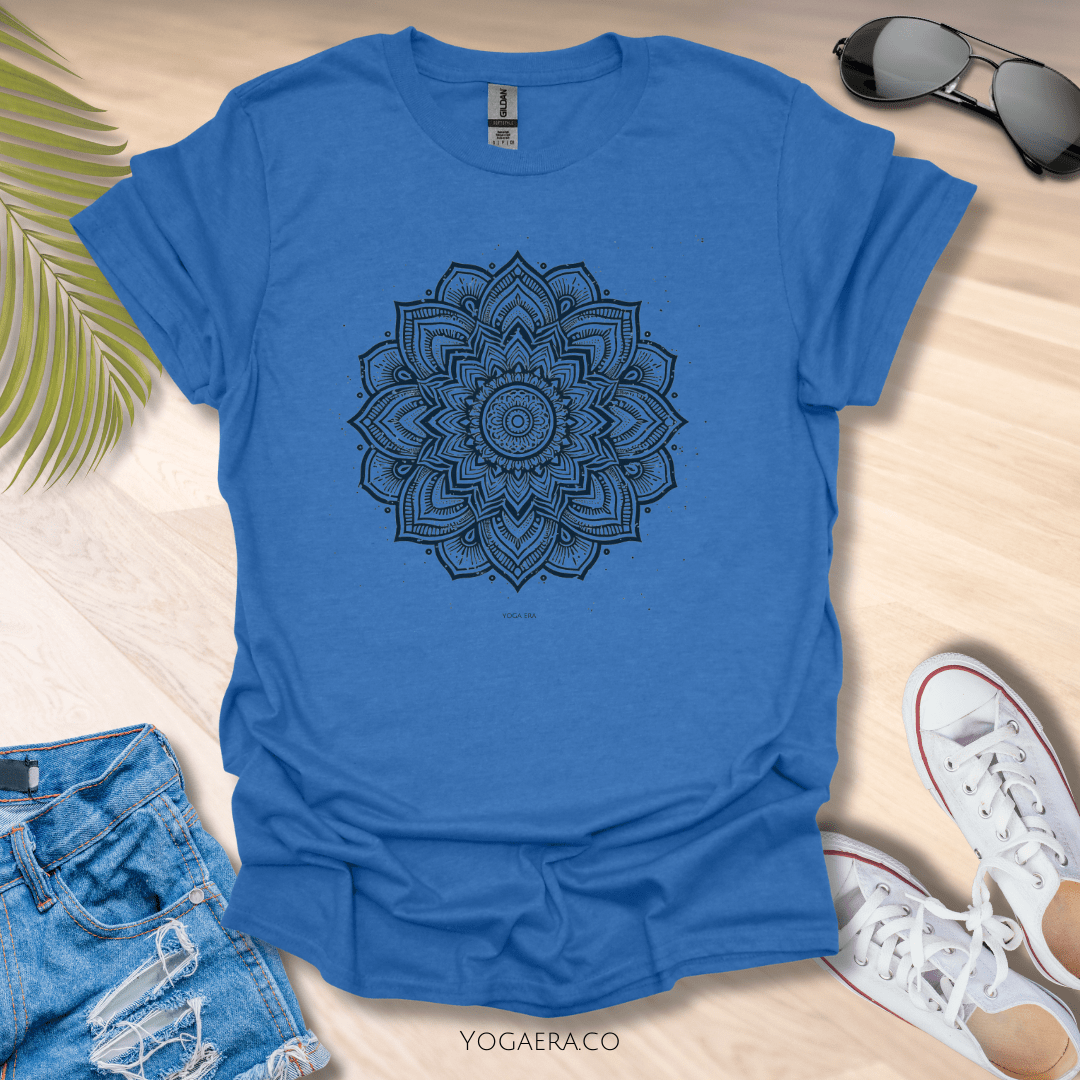 Mandala Flower Tee Heather Royal / S T-Shirt Yoga Era