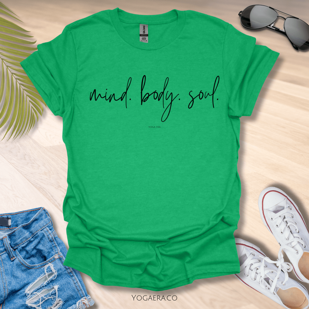 Mind, Body, Soul Tee Heather Irish Green / L T-Shirt Yoga Era