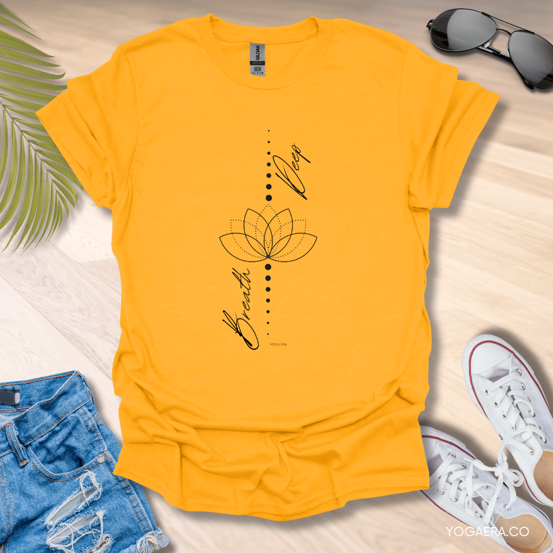 Minimalist Breath Deep Tee Gold / S T-Shirt Yoga Era