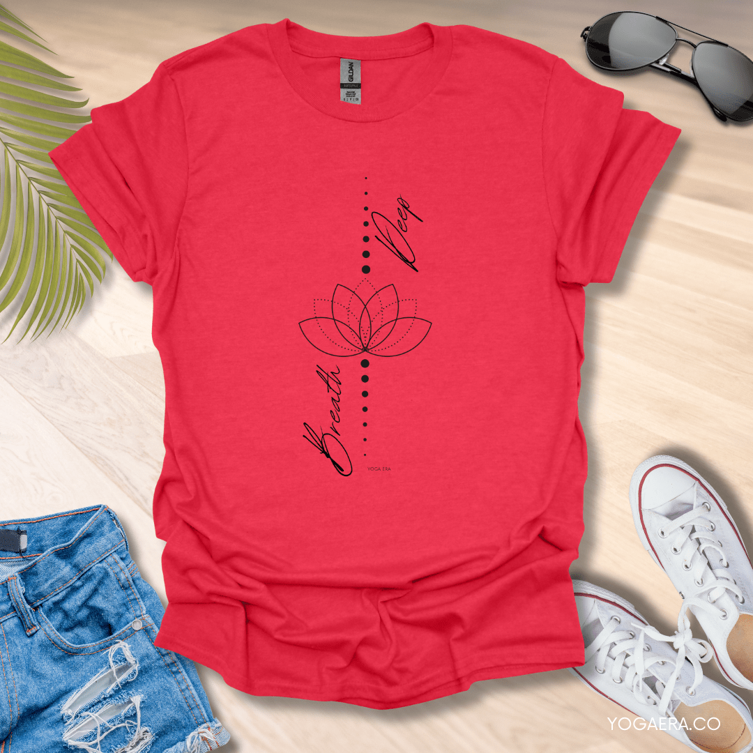 Minimalist Breath Deep Tee Heather Red / S T-Shirt Yoga Era