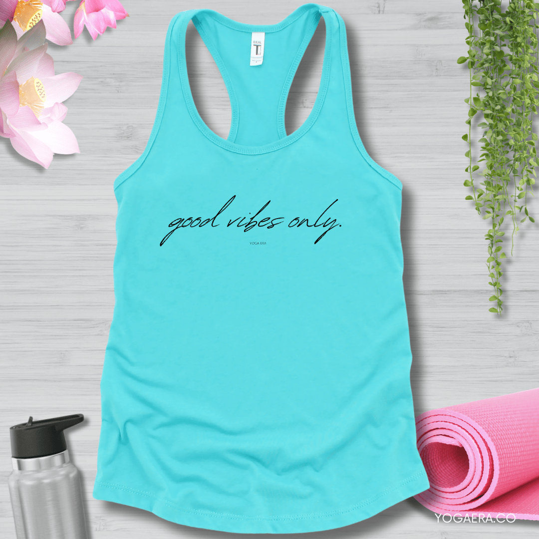 Minimalist Good Vibes Only Tank XS / Tahiti Blue Tank Top Yoga Era
