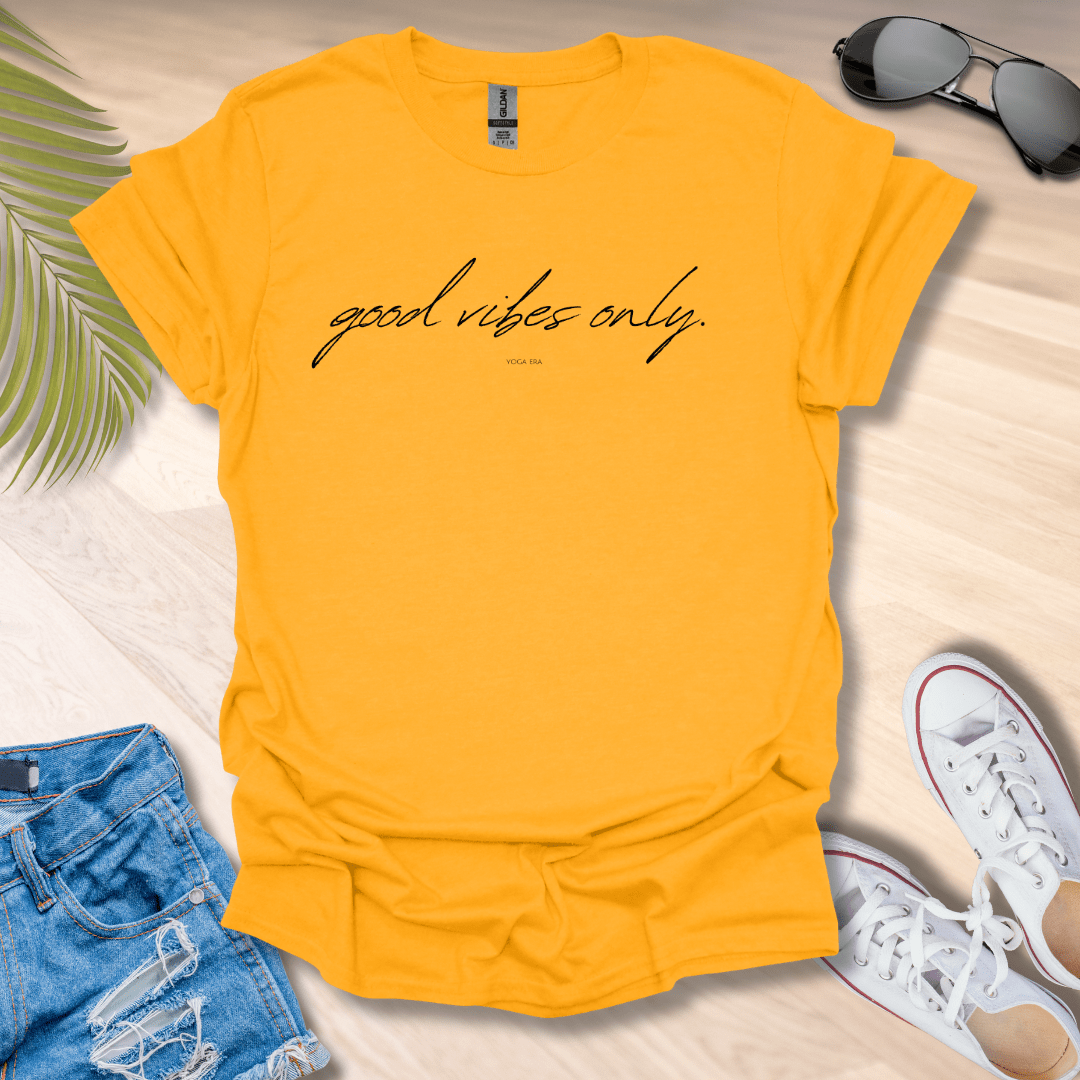 Minimalist Good Vibes Only Tee Gold / S T-Shirt Yoga Era