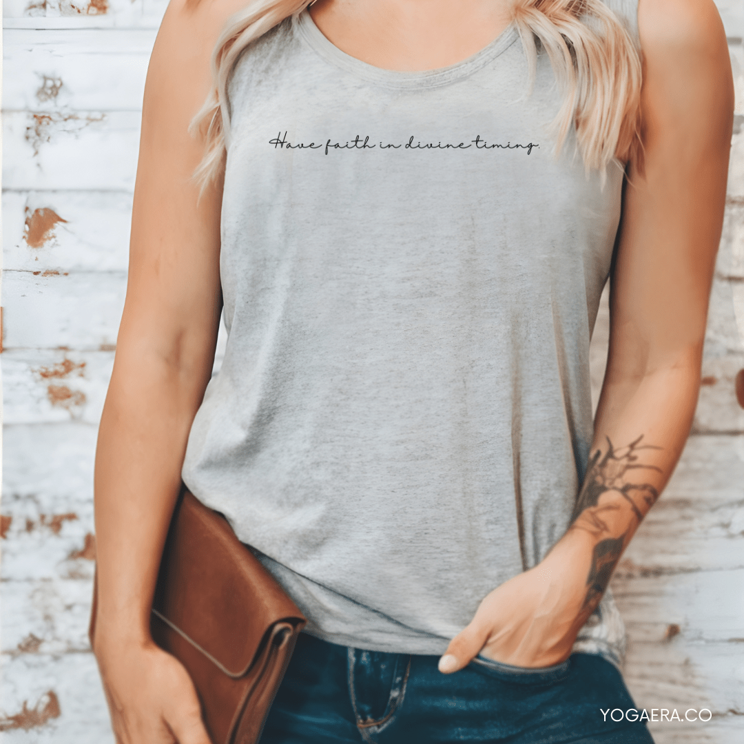 Minimalist Have Faith in Divine Timing Tank Tank Top Yoga Era