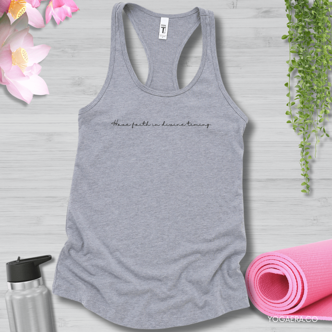 Minimalist Have Faith in Divine Timing Tank XS / Heather Grey Tank Top Yoga Era