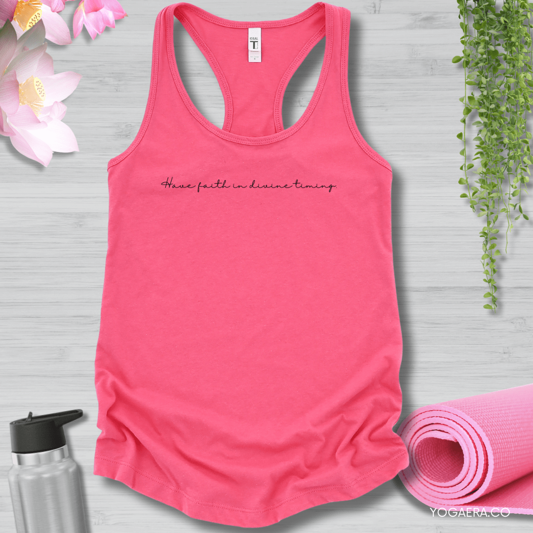 Minimalist Have Faith in Divine Timing Tank XS / Hot Pink Tank Top Yoga Era