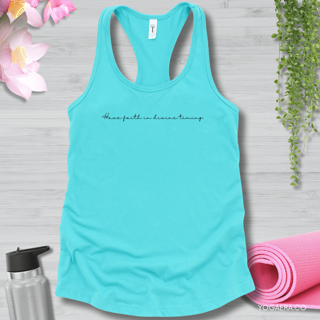Minimalist Have Faith in Divine Timing Tank XS / Tahiti Blue Tank Top Yoga Era