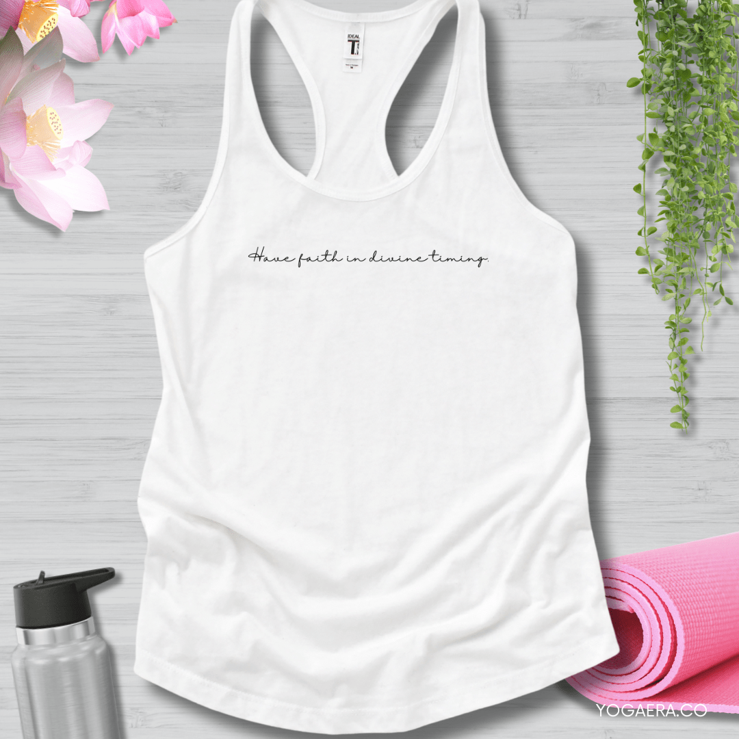 Minimalist Have Faith in Divine Timing Tank XS / White Tank Top Yoga Era