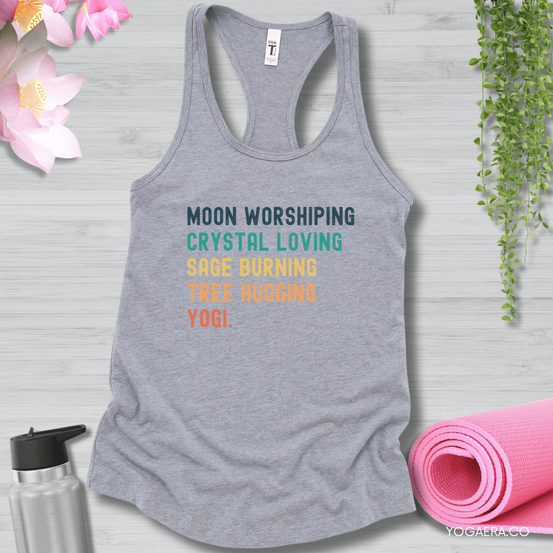 Moon Worshiping, Crystal Loving, Sage Burning, Tree Hugging, Yogi Tank XS / Heather Grey Tank Top Yoga Era