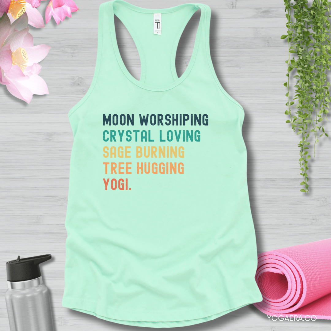 Moon Worshiping, Crystal Loving, Sage Burning, Tree Hugging, Yogi Tank XS / Mint Tank Top Yoga Era