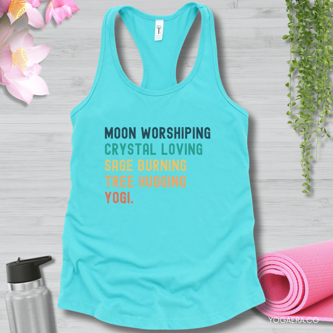 Moon Worshiping, Crystal Loving, Sage Burning, Tree Hugging, Yogi Tank XS / Tahiti Blue Tank Top Yoga Era