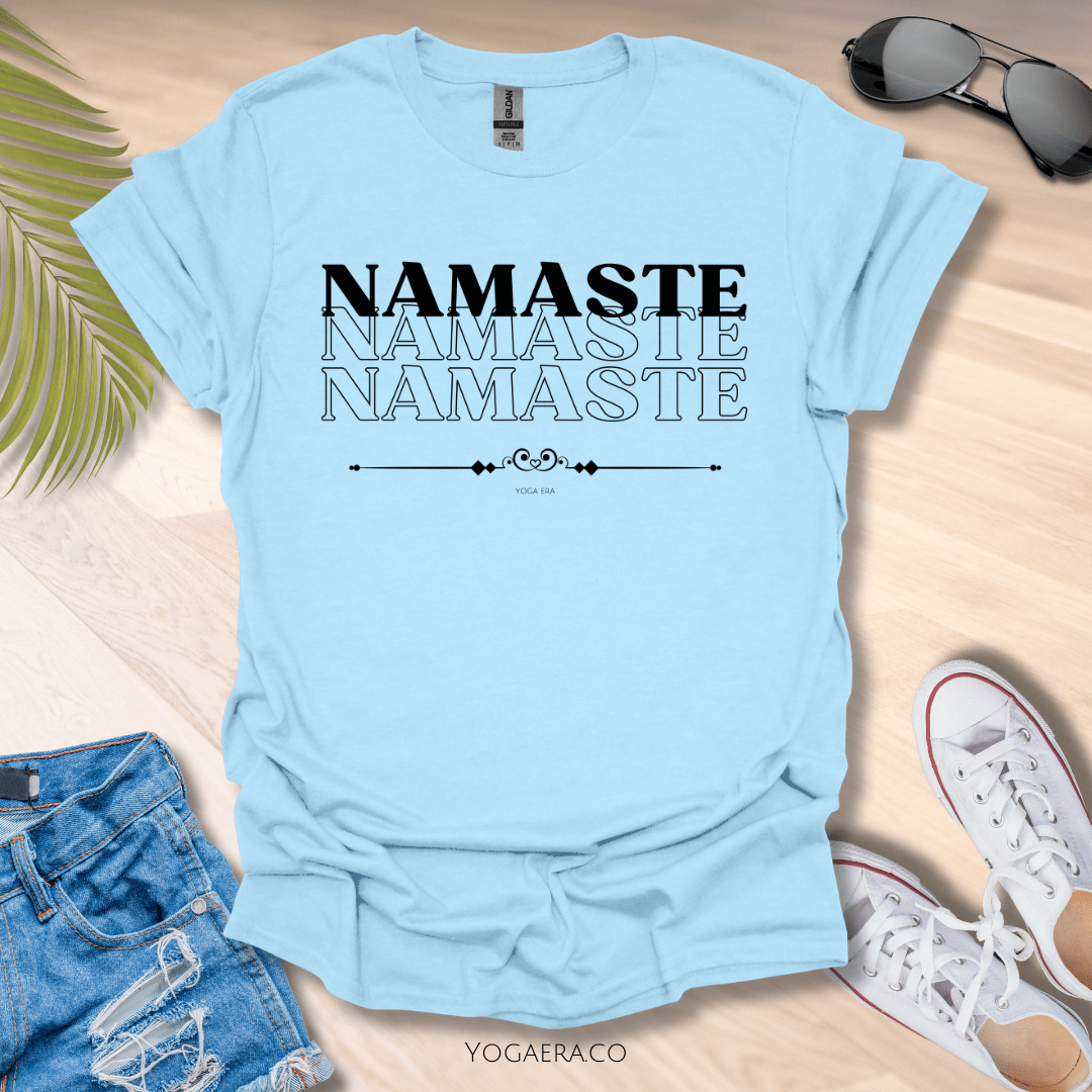 Namaste Namaste Namaste Tee Light Blue / S T-Shirt Yoga Era