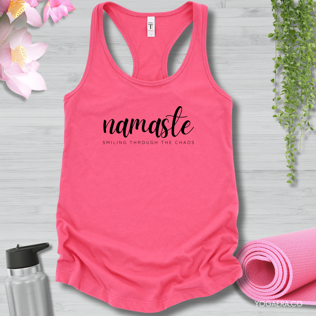 Namaste Smiling Through the Chaos Tank XS / Hot Pink Tank Top Yoga Era