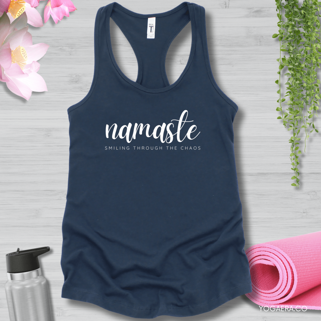 Namaste Smiling Through the Chaos Tank XS / Indigo Tank Top Yoga Era