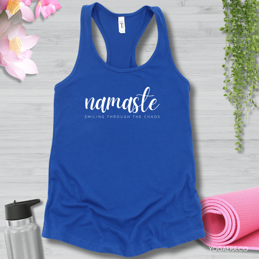 Namaste Smiling Through the Chaos Tank XS / Royal Tank Top Yoga Era