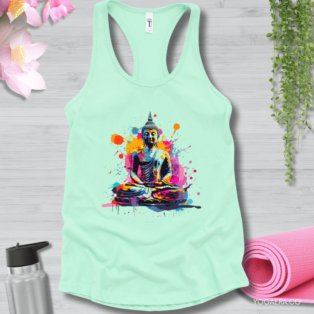Paint Splatter Buddha Tank XS / Mint Tank Top Yoga Era
