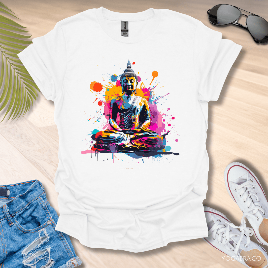 Paint Splatter Buddha Tee White / S T-Shirt Yoga Era