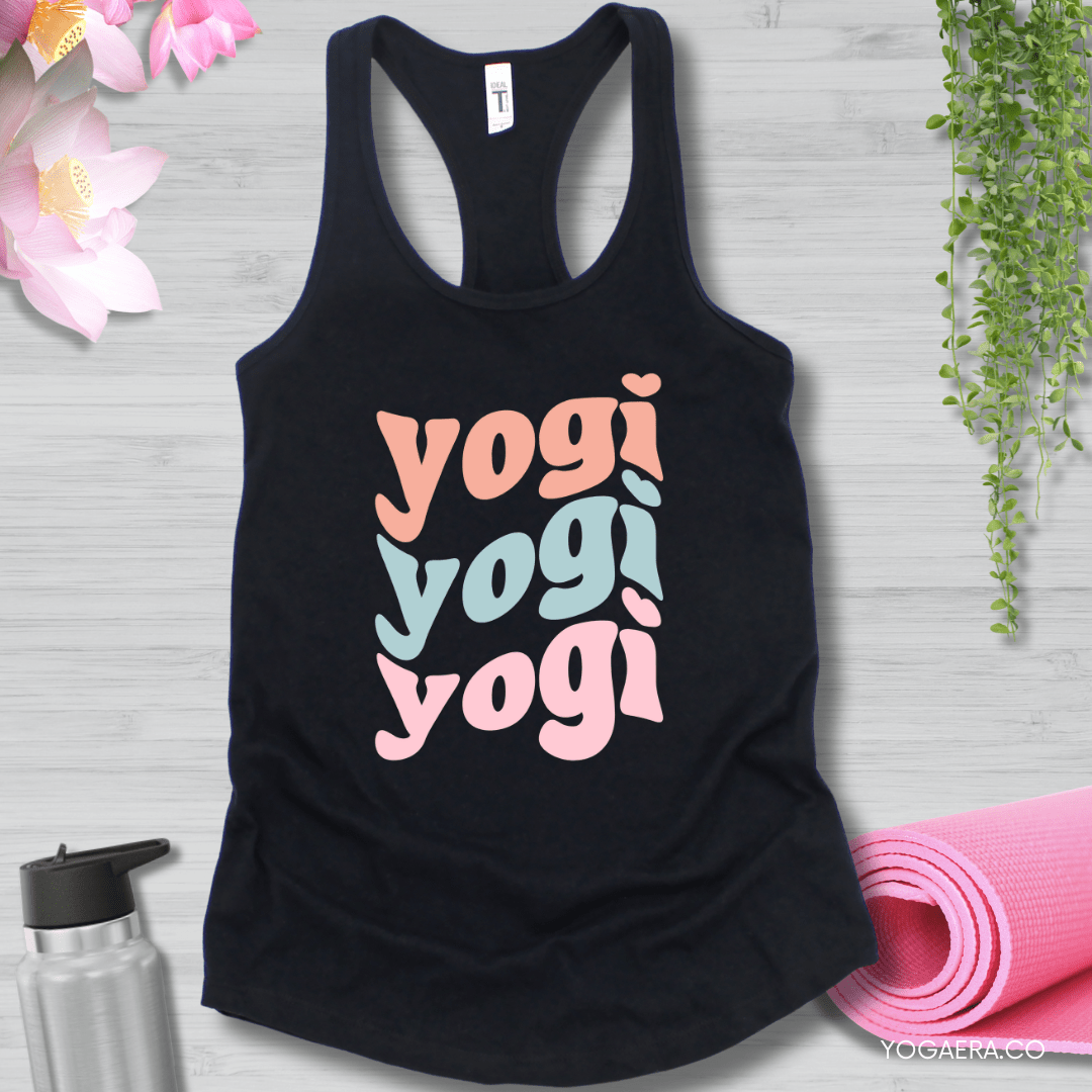 Pastel Wavy Yogi Tank XS / Black Tank Top Yoga Era